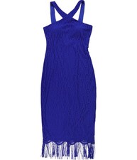 GUESS Womens Fringe Sheath Dress, Blue, 8