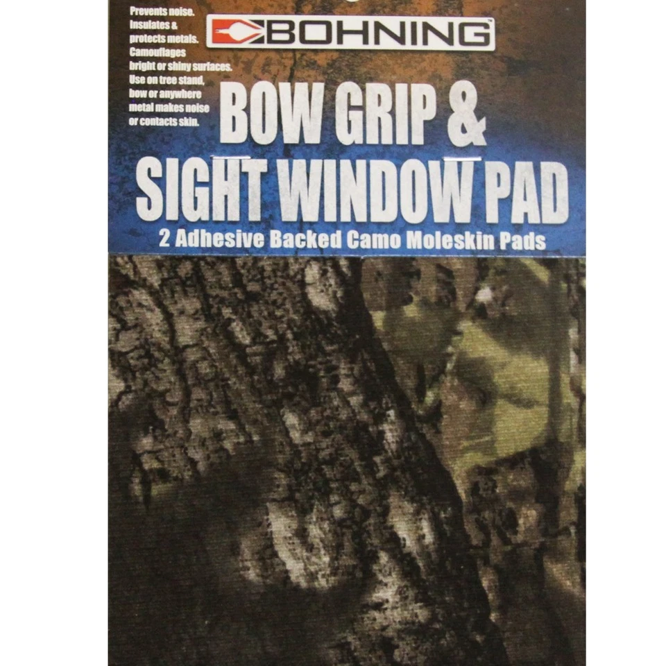 Bohning Moleskin Bow Grip & Sight Window Camo 4"x6" Adhesive Pad 2 Pack #01602