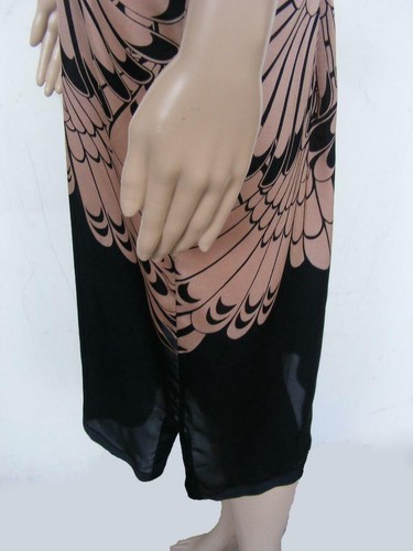 Marchesa Notte Silk Dress 12 Kimono Robe Art Deco-Style Gatsby Nude Beige Black - Picture 5 of 11