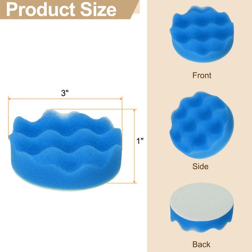 3pcs Buffing Sponge Pads 3" Polishing Wheel Waffle Finishing Grip Pad, Blue - Picture 2 of 7