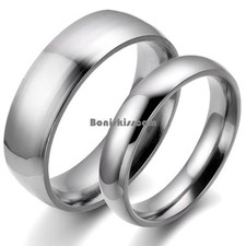 Silver Stainless Steel Dome Ring Engagement Plain Wedding Anniversary Band