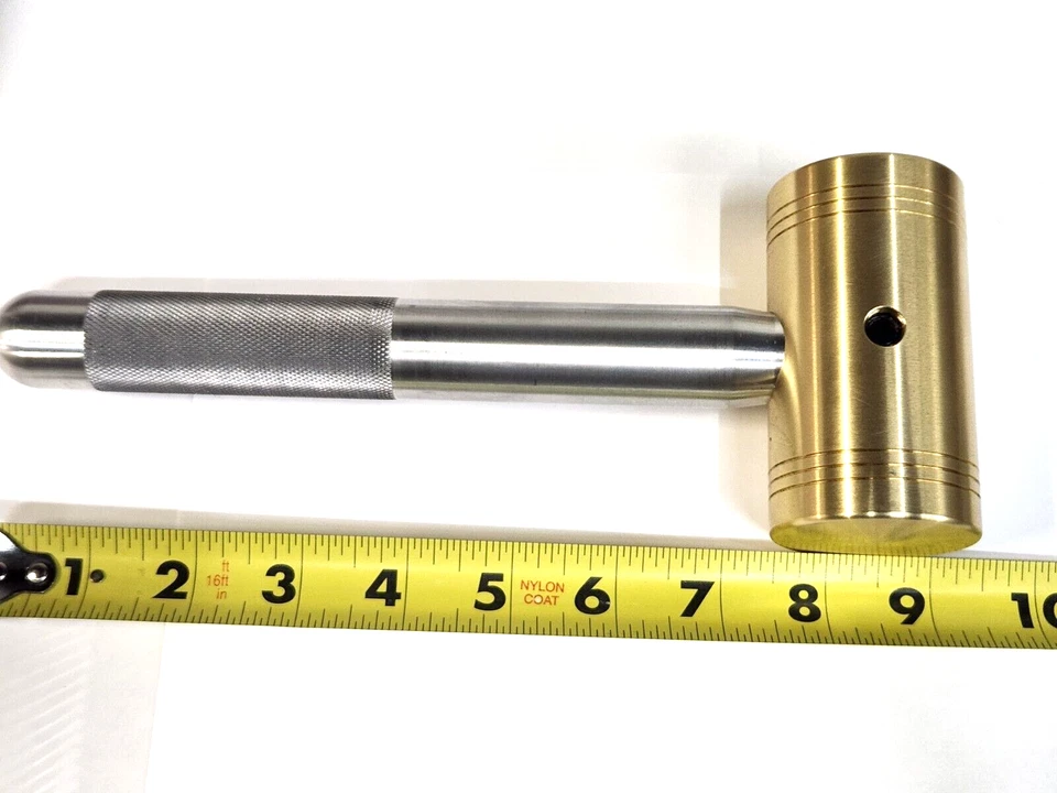 3 POUND  BRASS HAMMER* KNURLED 1" SOLID ALUMINUM 7-1/2" HANDLE*MADE IN USA* - Image 2 of 4