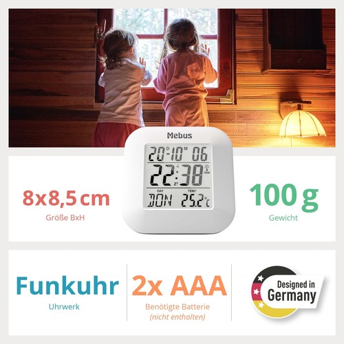 digitaler Funk-Wecker mit Thermometer Datumsanzeige und Beleuchtung Snooze-Fu... - Bild 5 von 7