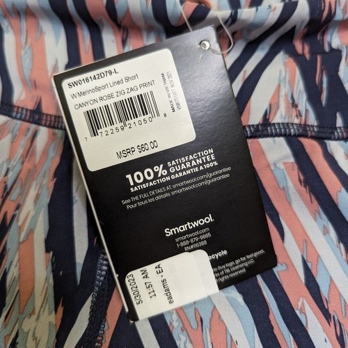 Smartwool Womens Large Zig Zag Lined Shorts Merino Sport Stretch Athletic Wool - Picture 5 of 6