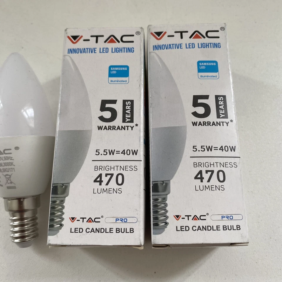 2 X VTAC CANDLE BULB JOBLOT WHITE 40W 470LM BULB VT-226 E14 3000K LED COOL WHITE - Image 3 of 4
