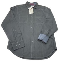 Tommy Bahama Mens XS Button Up Shirt Gray Flip Cuff Bonfire Beach Flannel NWT