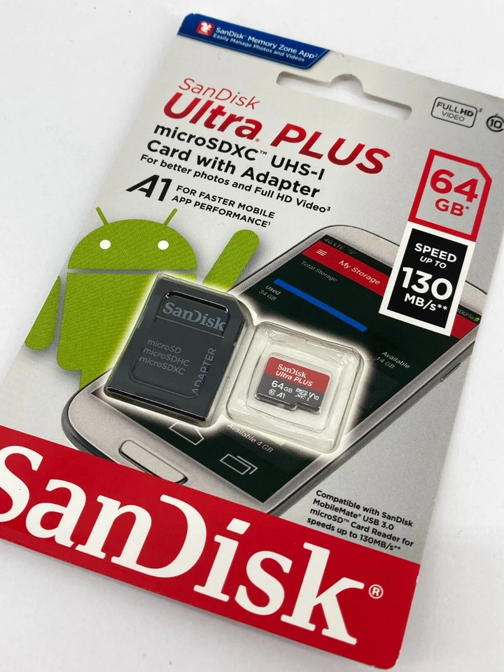 (8) SanDisk Ultra PLUS microSDXC UHS-1 Card with Adapter 64GB Speed 130 MB/s - Image 3 of 3