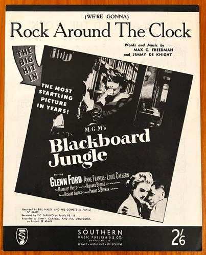 1955 BLACKBOARD JUNGLE FILM sheet music ROCK AROUND THE CLOCK Haley ANNE FRANCIS