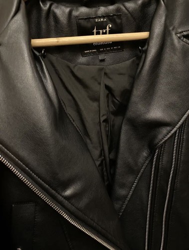 ZARA Faux Leather Riders Jacket Black Women Short Length - Picture 4 of 6
