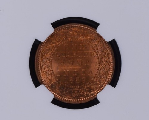 1889 C Queen Victoria British India 1/4 Anna - NGC Graded MS 65 RB - Picture 3 of 4