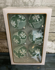 Kurt Adler 80MM Glass Teal Snowflake 6-Piece Ball Ornament Set