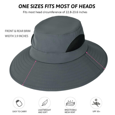 Men Wide Brim Sun Hat UV Protection Bucket Cap For Hiking 