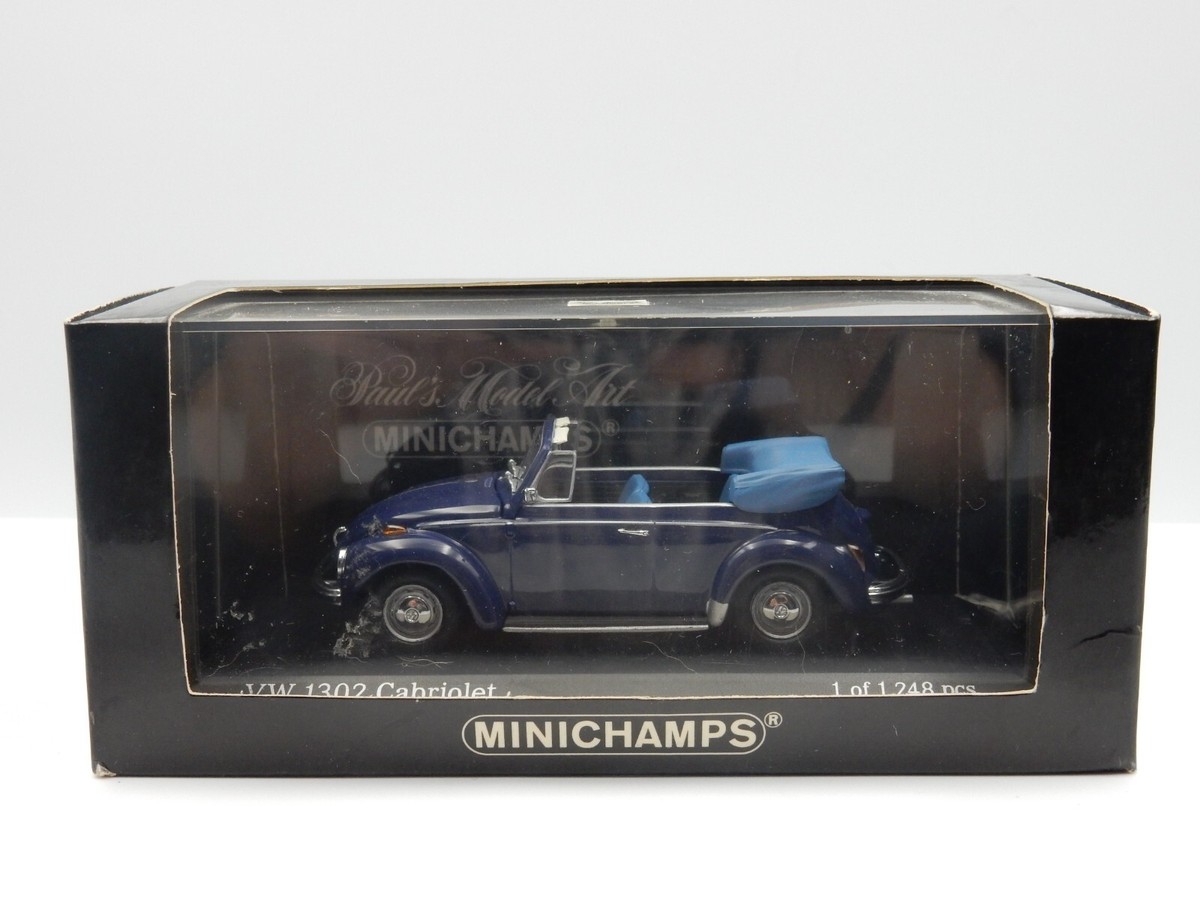 Minichamps Volkswagen 1302 Beetle Cabriolet In Blue Ltd Ed In 1/43