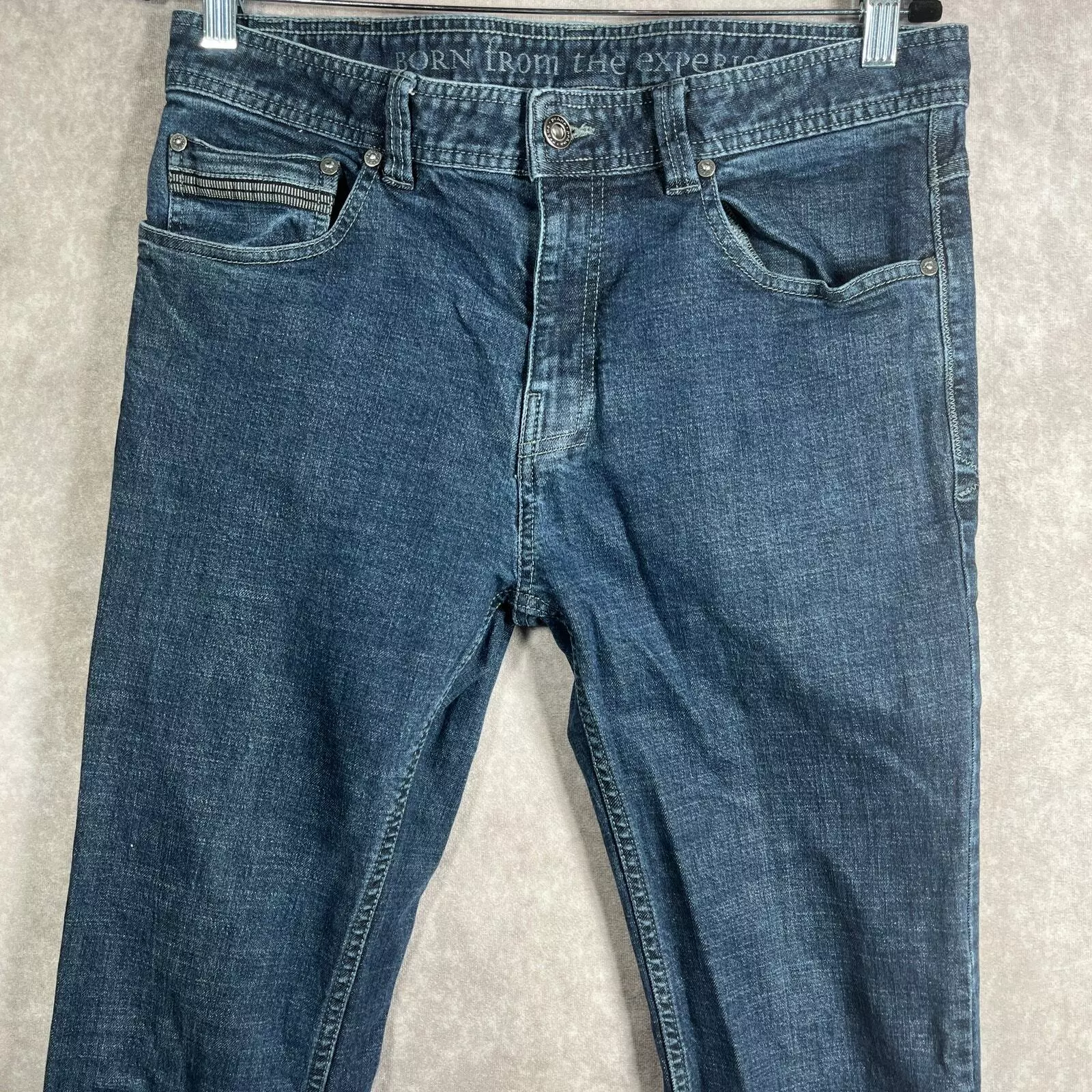 prana dark wash denim skinny slim fit stretch casual pants