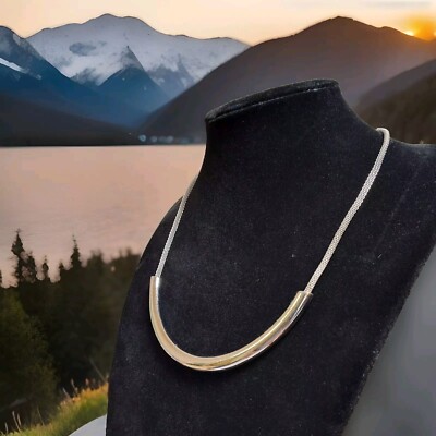 Silver Toned EXPRESS Necklace Mesh Chain With Silver Tone Bar 18 In 1 In Ext