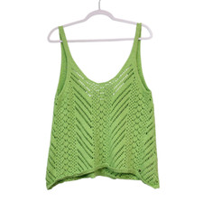 Abercrombie Fitch Tank Medium Open Knit Crochet Green Cotton Beach Preppy Boho