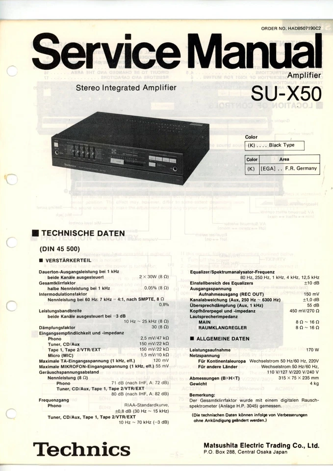TECHNICS Service Manual SU-X50, Amplifier - Bild 1 von 1