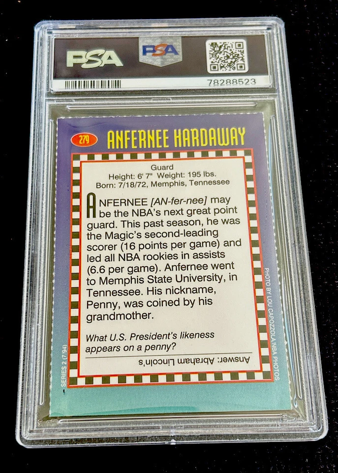 Anfernee Hardaway ROOKIE Penny Sports Illustrated For Kids Orlando Magic PSA 8 - Image 2 of 2