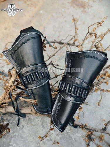LEATHER GUN HOLSTER HERITAGE ROUGH RIDER QUICK GENUINE LEATHER.44 .45 AMMO LOOP - Picture 7 of 11