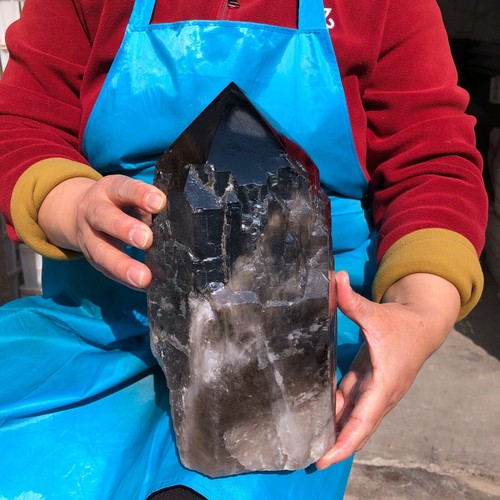 13.6LB Natural Dark tea quartz Crystal Backbone Specimen Reiki Mineral Decor 448 - 第 14/15 張圖片
