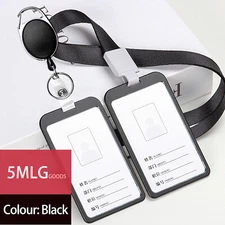 5MLGgoods Metal Work Id Badge Holder, Retractable with Clip Lanyards ( 2pcs)