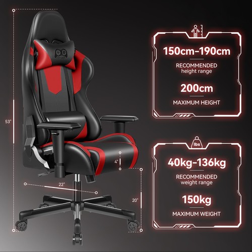 Ergonomic Gaming Chair, Racing Style PU Leather Game Chair with Lumbar Support - Picture 18 of 23