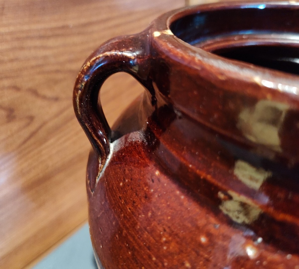 ANTIQUE O.N. KERPER NEW VIENNA, IOWA 2 TONED CERAMIC BEAN POT W/LID eBay