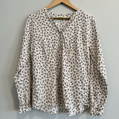 Nice Things Paloma S Button Up Blouse Ying Yang Print Long Sleeve V Neck 42