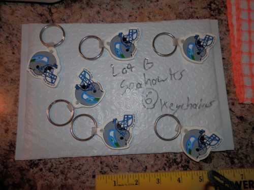 Seattle Seahawks Keychain lot (6)  NEW VTG 1993 Lot B 90's rubber key rings - Picture 1 of 8