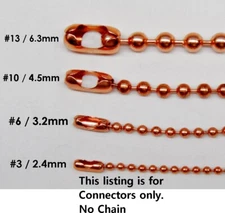 COPPER Ball CHAIN Connectors Couplers Clasps Pick size  2.4mm  3.2mm 4.5mm 6.3mm