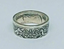 Coin ring "Handmade" from AUSTRALIA 50 CENT SILVER COIN   in size 9-14