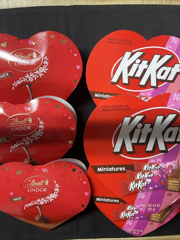 3 Kit Kat Miniatures Milk Chocolate Wafer Candy And 3 Lindt Chocolate Truffles.