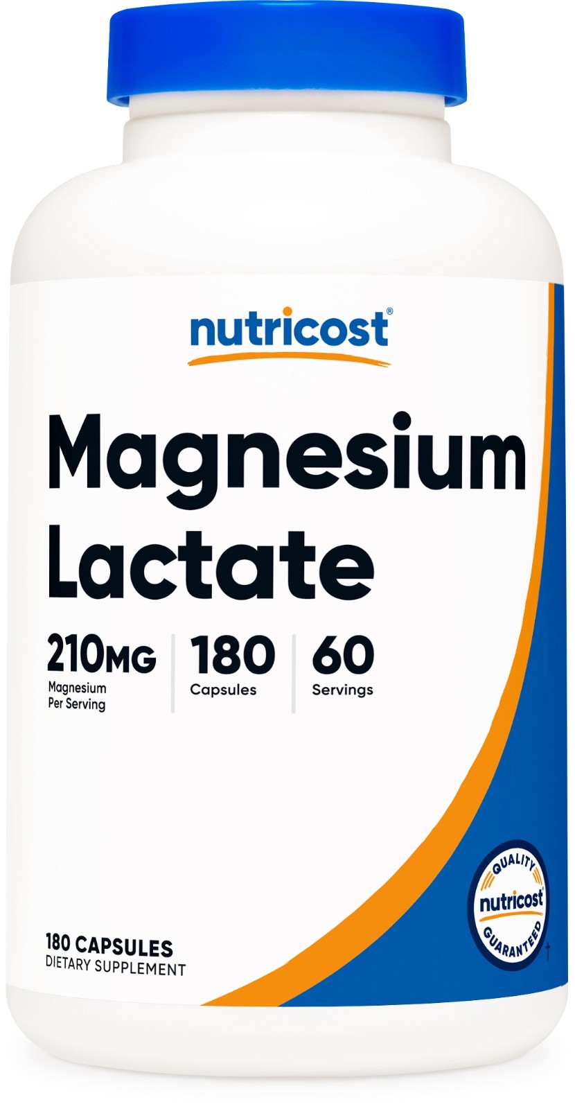 Nutricost Magnesium Lactate (210mg) 180 Capsules - Vegan, GMO-Free, Gluten-Free