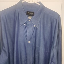 Eddie Bauer Mens XXL Tall Button-up Shirt Long Sleeve Classic Blue