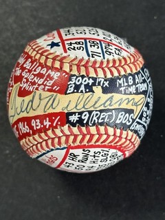 Ted Williams HOF Signed OML VCBC Super Stats Baseball Hand Painted AUTO JSA LOA