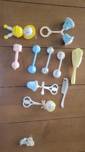 Vintage Baby Rattles, 1 Brimush And Comb