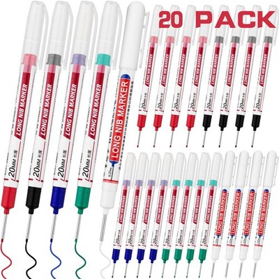 20 PCS Long Head Deep Hole Marker Pens,20mm Long Nib Marker, Longs Nose Marke...