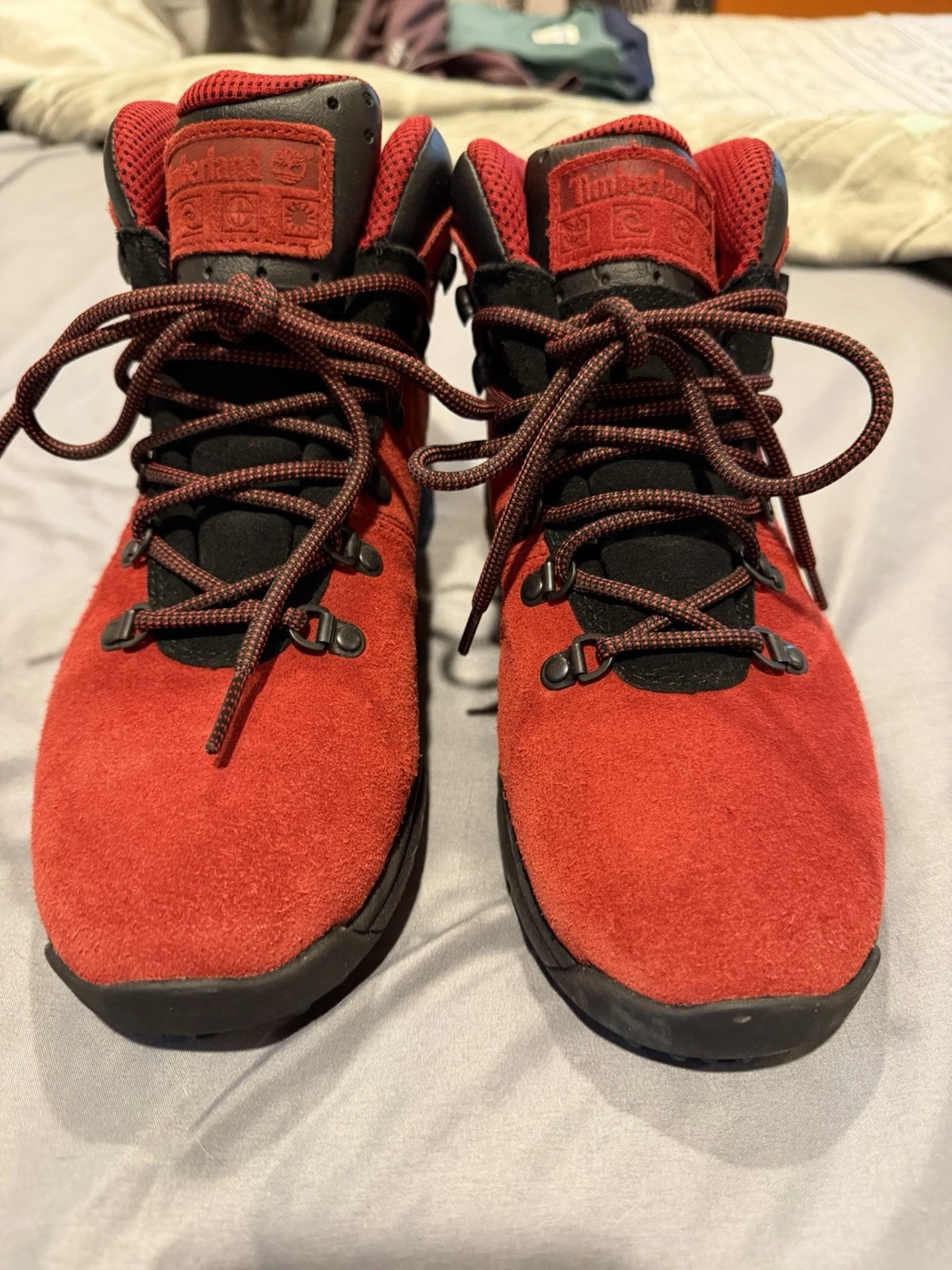 Timberland Defender Mid Ankle Leather RED Hiking Boots Men's Size 8.5 New