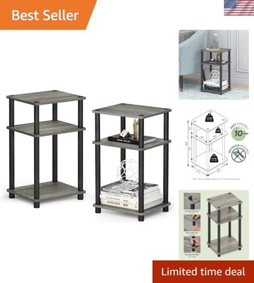 Stylish Multi-Functional 3-Tier End Tables   Tool-Free Assembly in French Oak