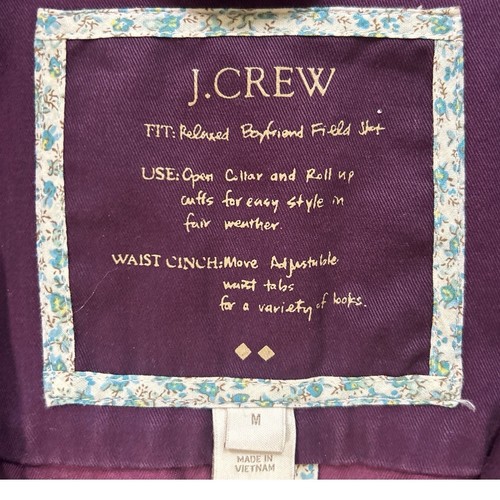 J.Crew Women’s Relaxed Fit Boyfriend Field Purple Full Zip Military Jacket M - Picture 6 of 10