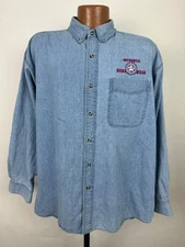 Vintage Denim Shirt Men Large L Hero Wear Muscular Dystrophy Association MDA Y2K