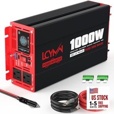 1000 Watts Pure Sine Wave Power Inverter 12V DC to 110V 120V AC 12V 1000W Red