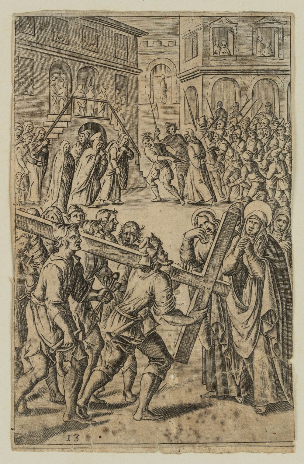 Monogramm IZ (16.Jhd), Kreuztragung Christi, um 1560, KSt. Renaissance Biblische