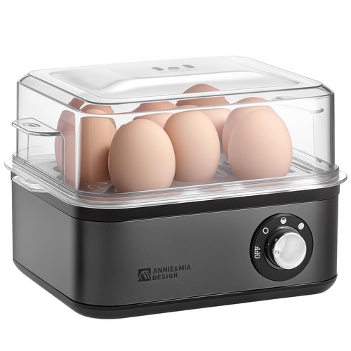 Electric Egg Cooker, Stainless Steel 8 Egg Capacity egg boiler, 500W, Hard, M...
