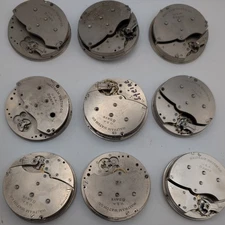  Lot Of 9 Vintage Waltham Car Clock  Partial Movements for parts only