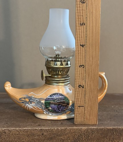 Vintage Genie Style Mini Hurricane Aladdin Oil Lamp Gold Ceramic Kenmar Japan - Picture 11 of 11