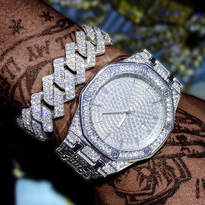 Iced Out Gold Bling Men's Watch Hip Hop Fashion Luxury Relogio