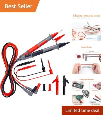 Universal Silicone  Leads for Multimeters - Alligator Clips & Probes - 9PCS
