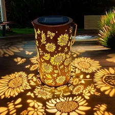 Sunflower Solar Lanterns Outdoor Waterproof, Hanging Solar Lights for Patio