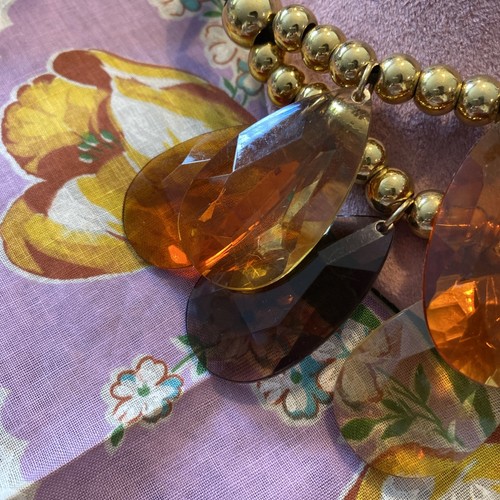 JOAN RIVERS CHINA FAUX GEM SMOKEY&GOLDEN CITRINE ACRYLIC BRIOLETTES NECKLACE - Picture 4 of 11